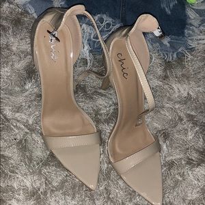 Pointed nude heels